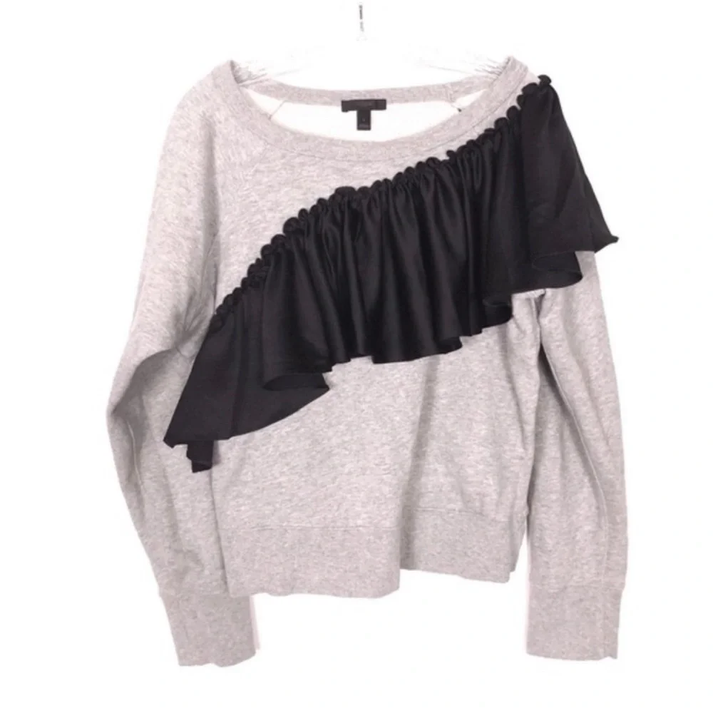 J.Crew | Asymetrical Ruffle Scoop Neck Sweater small
